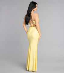 Eve V-Neck Rhinestone Lace-Up Formal Dress