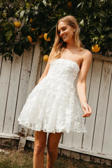 Evangeline Floral Applique Babydoll Dress