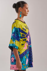 QUEEN OF HEARTS SEQUIN TSHIRT DRESS
