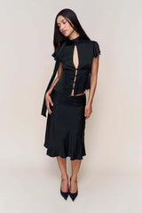 Eda Satin Midi Skirt