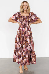 Southampton Smocked Maxi Dress | Brown Floral