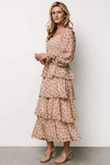 Miranda Tiered Maxi Dress | Taupe Floral