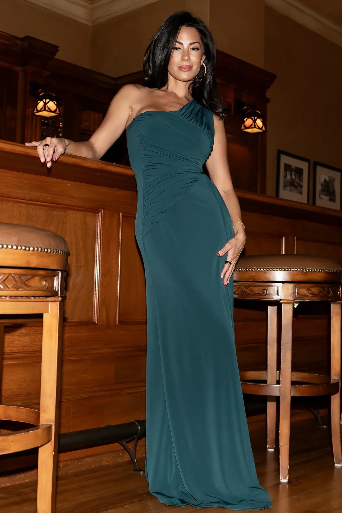 Adrianna One Shoulder Gown | Deep Topaz