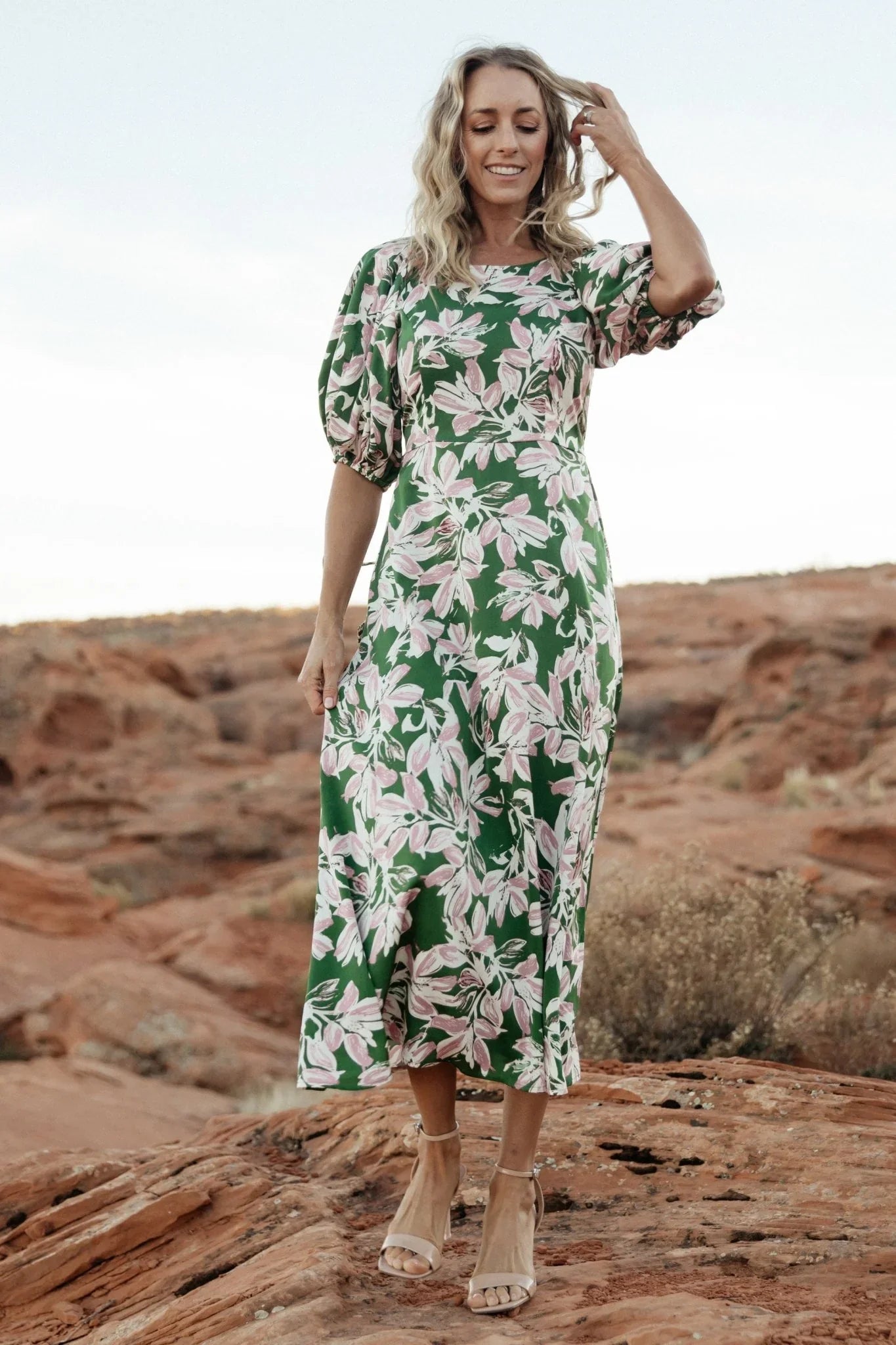 Tucson Midi Dress | Green + Pink