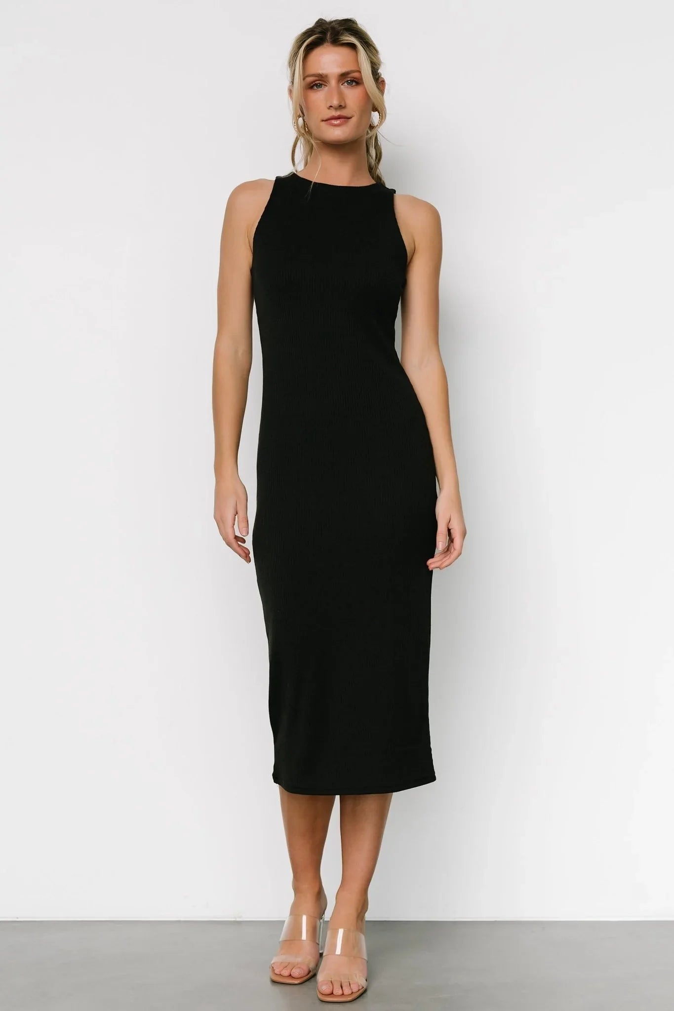 Ashley Ribbed Tank Dress | Black