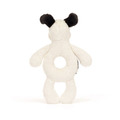 Jellycat Ring Rattle Bashful Black & Cream Puppy 18cm