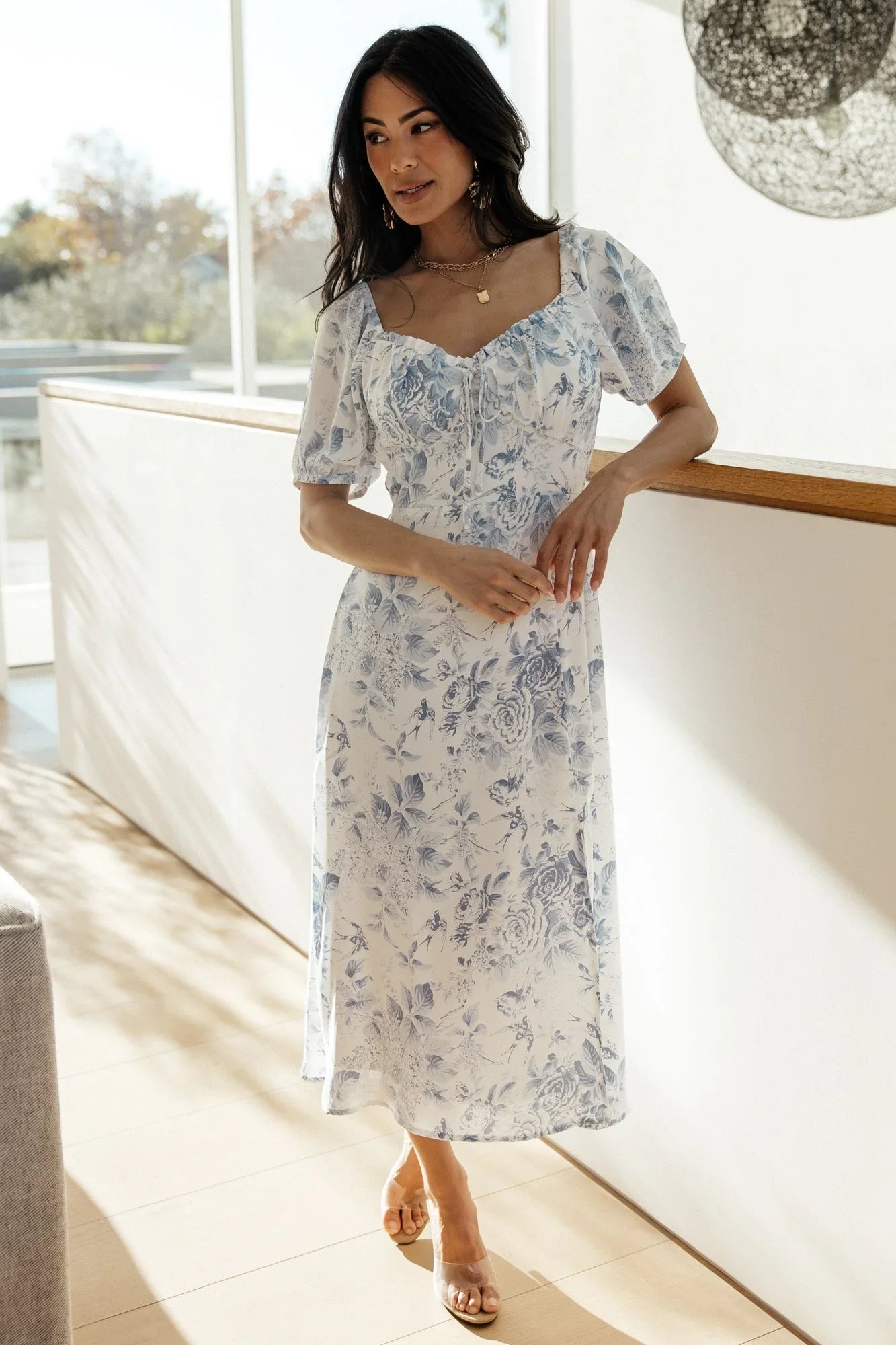 Cadence Midi Dress | Blue Floral