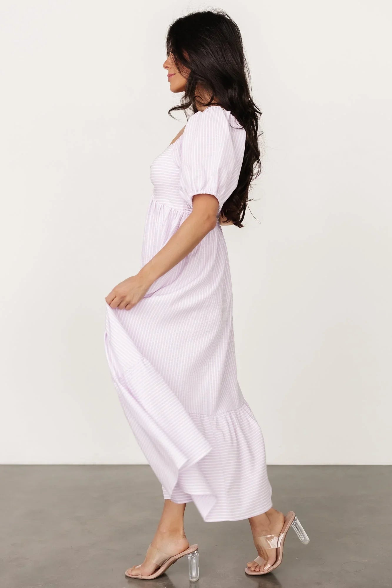 Poppy Midi Dress | Lavender + Off White