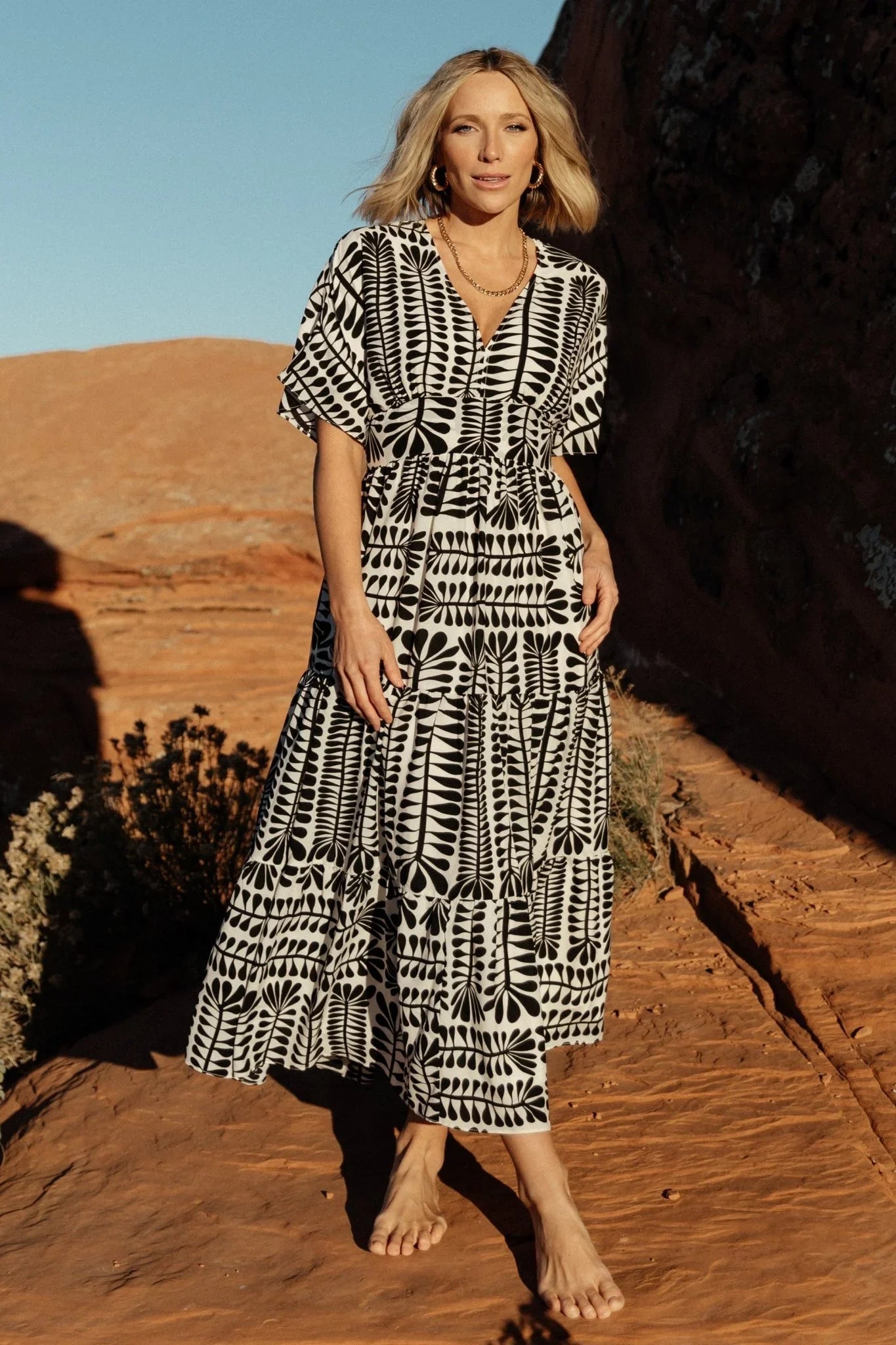Austin Kimono Dress | Black Print