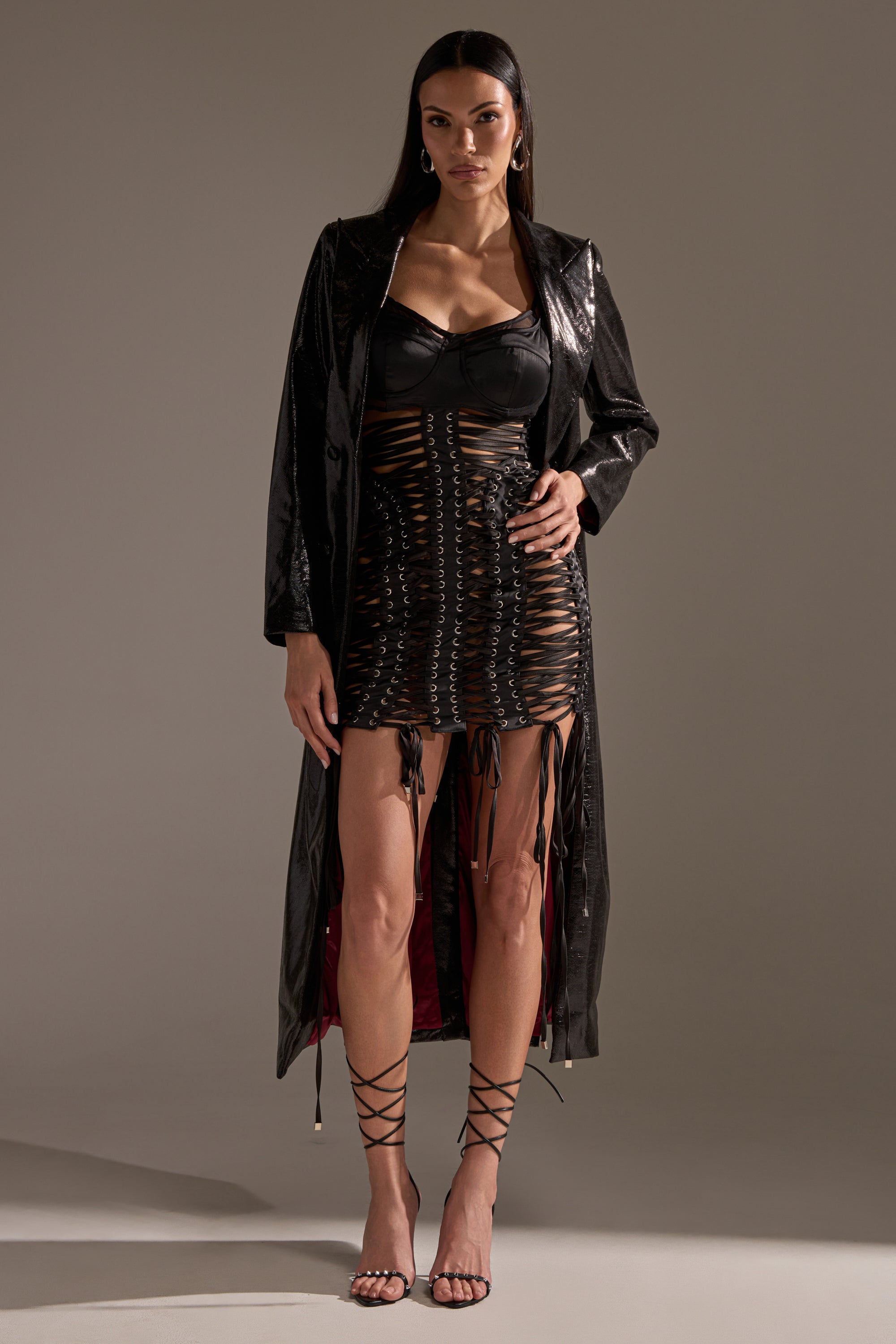 UNBREAKABLE SATIN LACE UP MINI DRESS