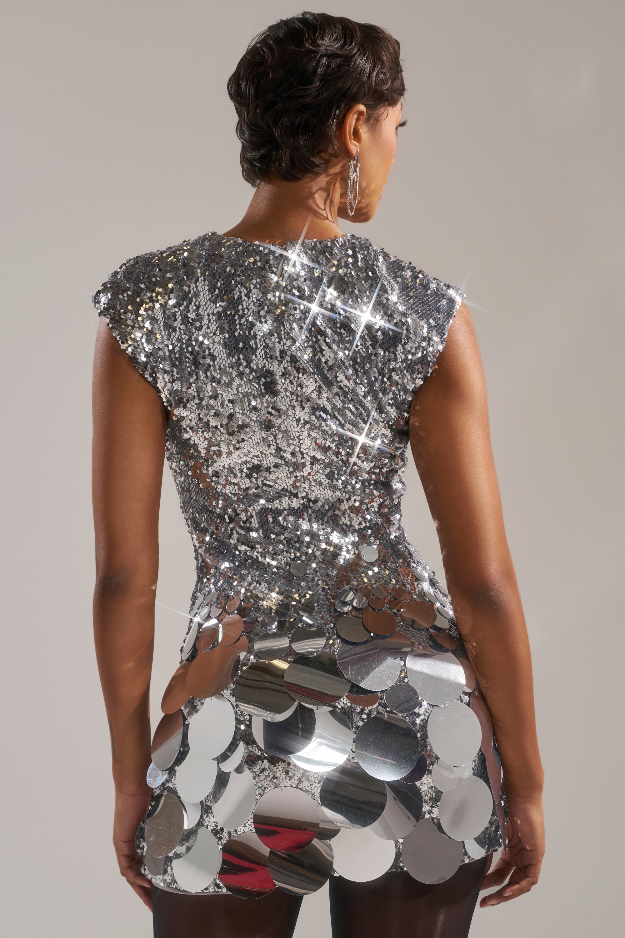 DANCE THE NIGHT AWAY SEQUIN MINI DRESS IN SILVER