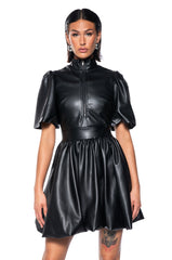 CUTE AND CLASSY PU BUBBLE MINI DRESS
